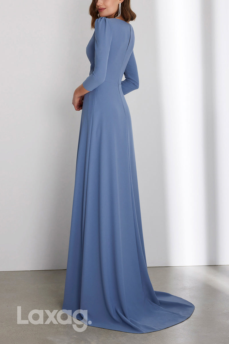 22797 - A-Line Quareter Sleeves Elegant Cocktail Party Formal Evening Dress with Train