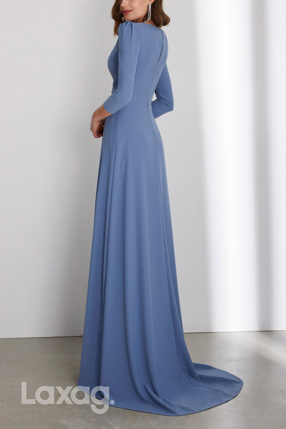 22797 - A-Line Quareter Sleeves Elegant Cocktail Party Formal Evening Dress with Train