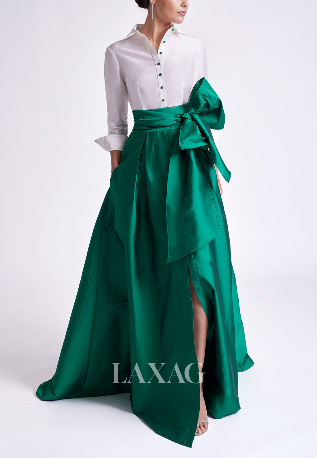 23103 - A-Line Quarter Sleeves Sleek Satin Cocktail Party Formal Evening Dress