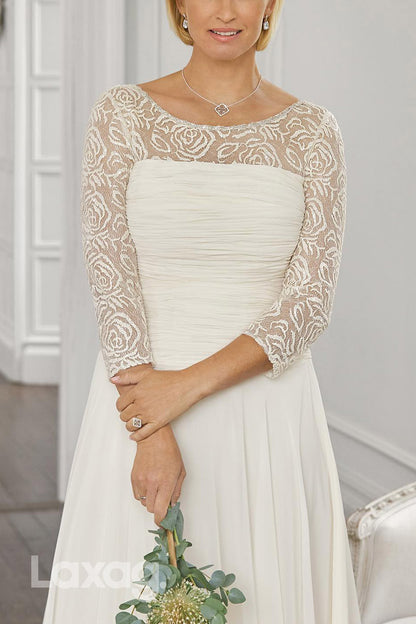 22842 - A-Line Scoop Long Sleeves Lace Rainstone Mother of the Bride Dress