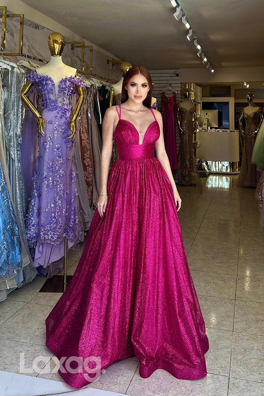 22330 - A-Line Spaghetti Straps Fully Sequins Party Prom Formal Evening Dress
