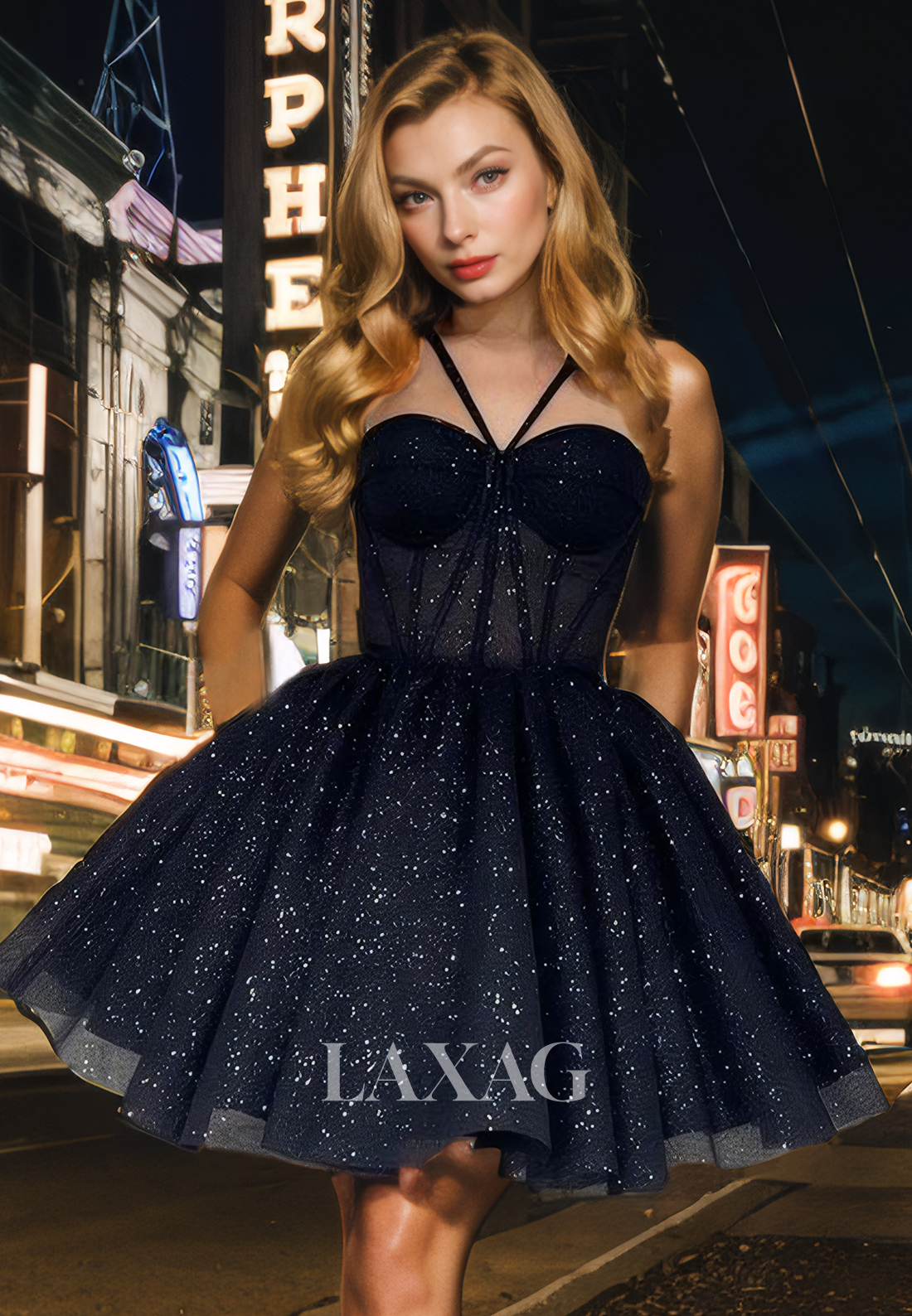 A-Line Spaghetti Straps Sequins Tulle illsuion Party Homecoming Dress