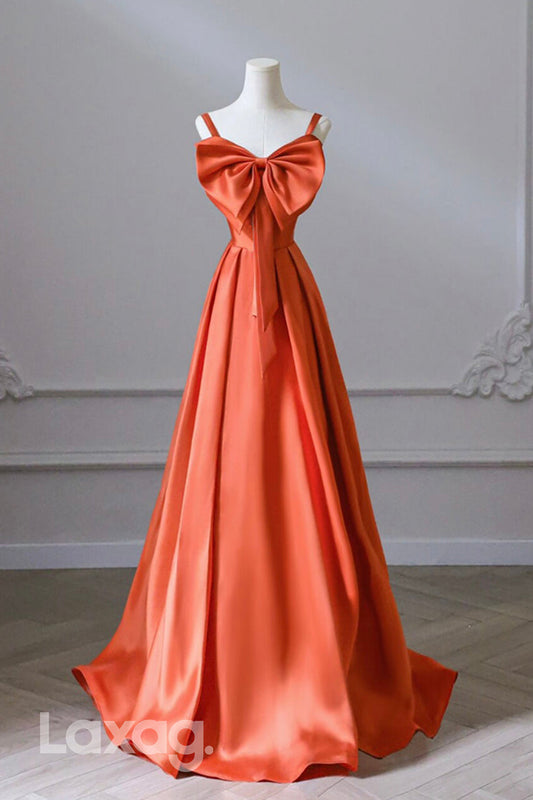 22451 - A-Line Spaghetti Straps Sleek Satin Party Prom Formal Evening Dress