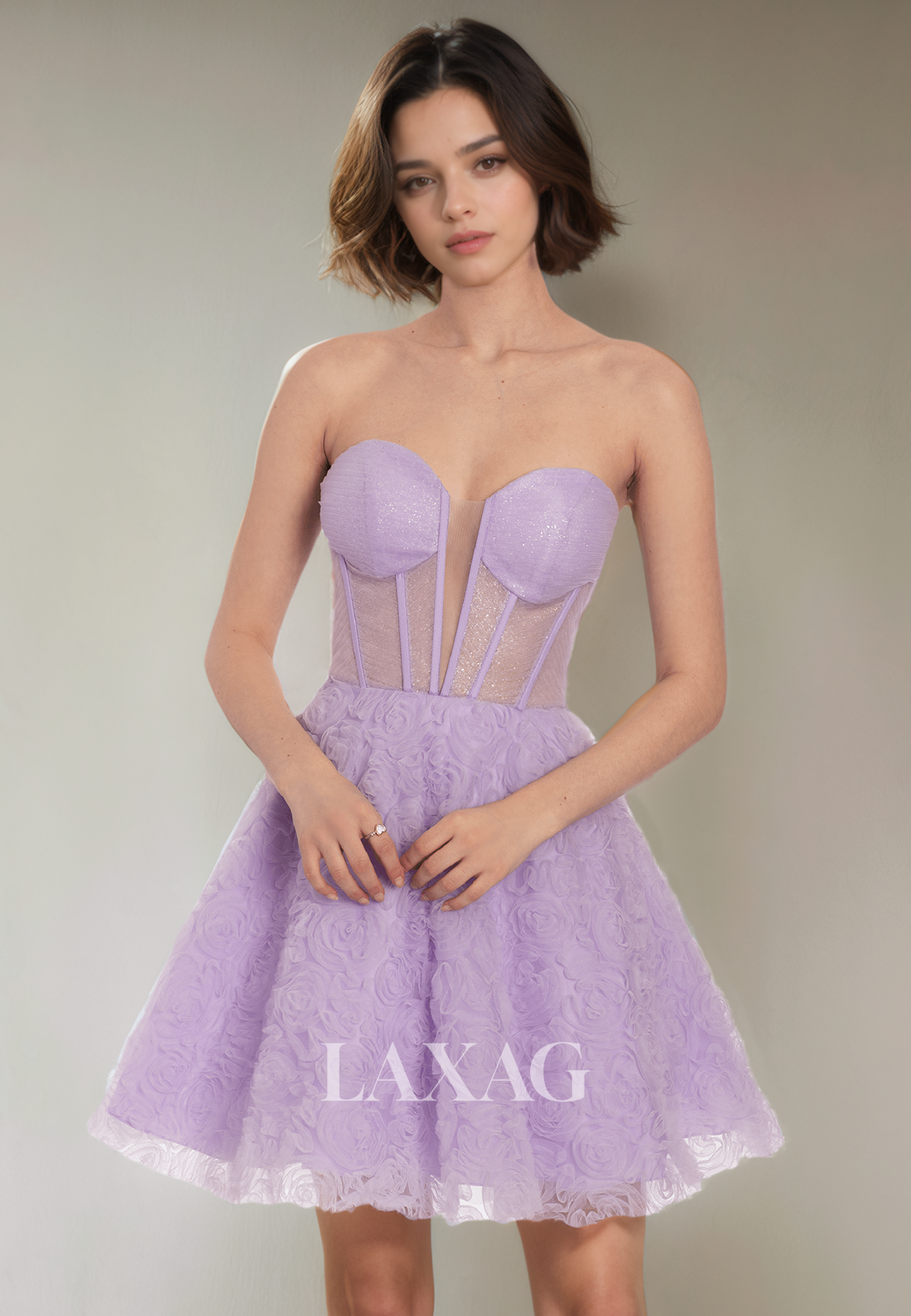 A-Line Strapless Backless Tulle Glitter Elegant Party Homecoming Dress Laxag A-Line Strapless Backless Tulle Glitter Elegant Party Homecoming Dress Laxag