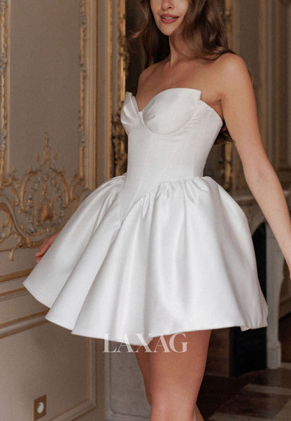 23149 - A-Line Strapless Sleek Satin Elegant Party Homecoming Dress