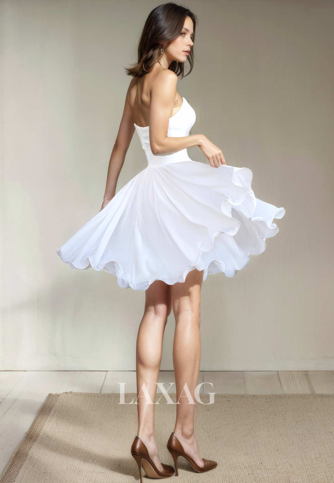 A-Line Strapless Tulle Elegant Party Homecoming Dress