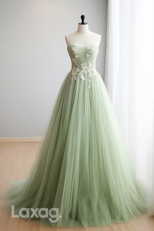 22453 - A-Line Sweetheart Appliques Tulle Party Prom Formal Evening Dress