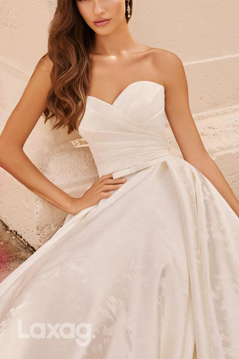 22599 - A-Line Sweetheart Sleek Satin Wedding Dress with Train