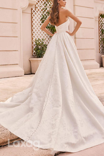 22599 - A-Line Sweetheart Sleek Satin Wedding Dress with Train