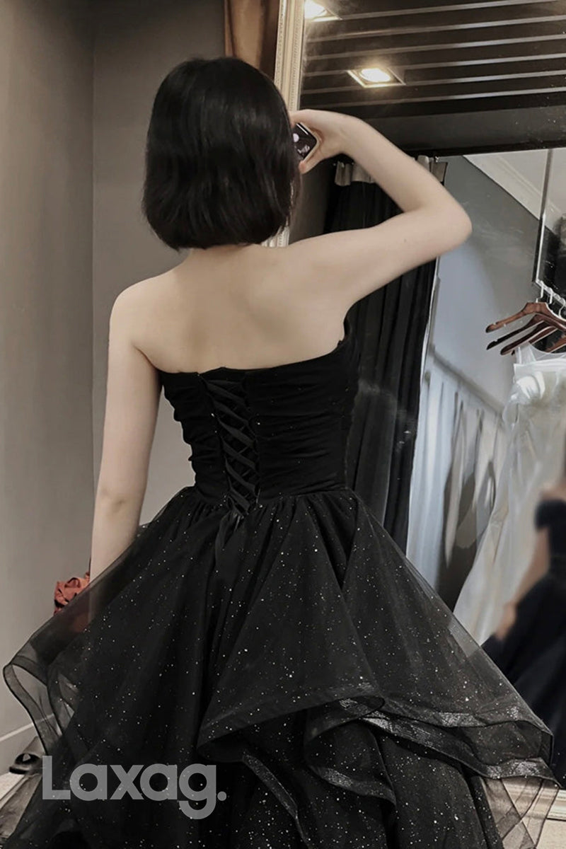 22435 - A-Line Sweetheart Sparkly Tulle Sleek Satin Party Prom Formal Evening Dress