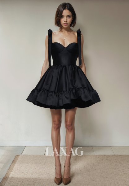 A-Line Sweetheart Straps Sleek Satin Elegant Party Homecoming Dress