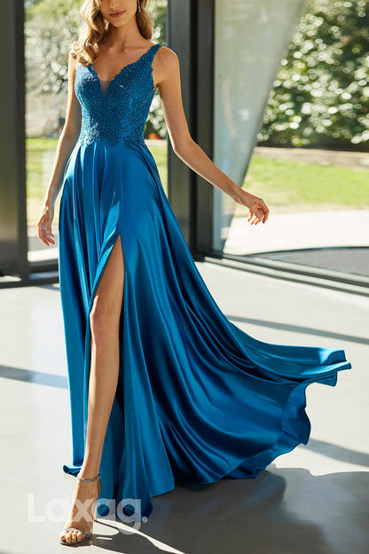 23077 - A-Line V-Neck Open Back Appliques Beaded Cocktail Party Formal Evening Dress