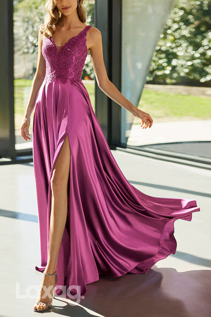 23077 - A-Line V-Neck Open Back Appliques Beaded Cocktail Party Formal Evening Dress