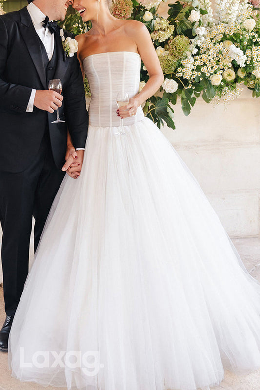 22935 - A-Linie Strapless Tulle Elegant Wedding Dress with Train