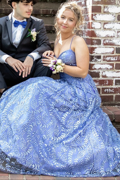 Spaghetti Straps Sweetheart Fully Sequined Beaded Tulle Pleated A-Line Prom Dress