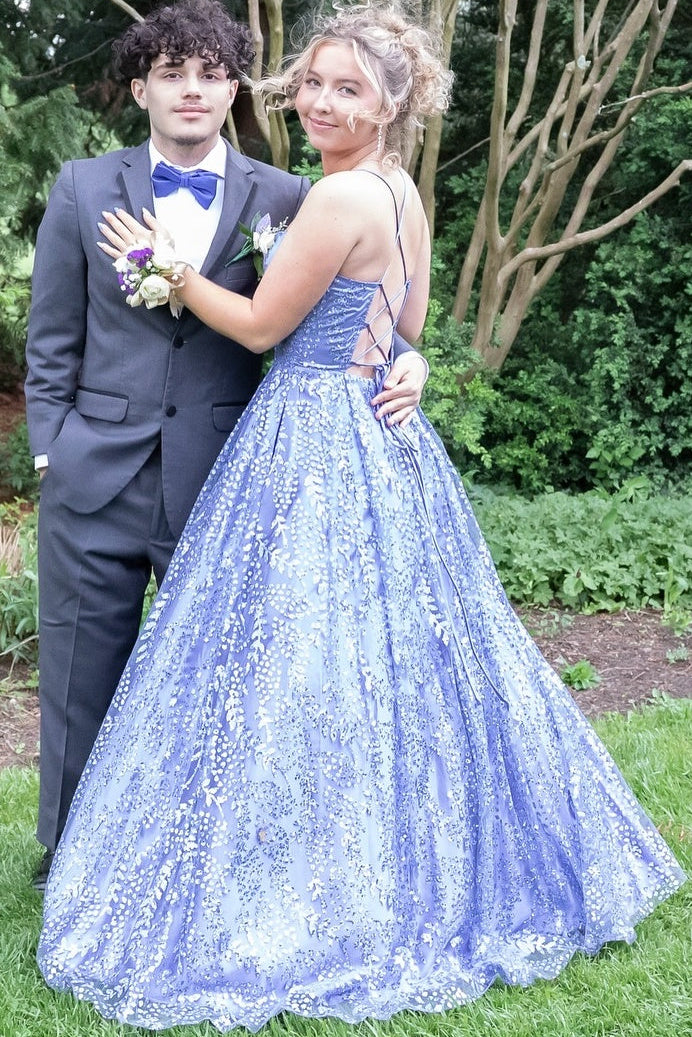 Spaghetti Straps Sweetheart Fully Sequined Beaded Tulle Pleated A-Line Prom Dress