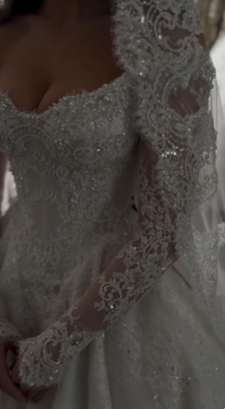 Bateau-Neck Off-Shoulder Sleeveless Sequined Applique Tulle Pleated A-Line Wedding Dress