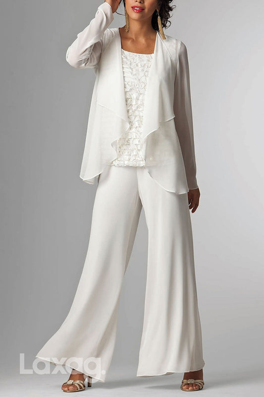 22525 - Elegant Three-Piece Suit Appliques Chiffon Mother Of the Bride Dress