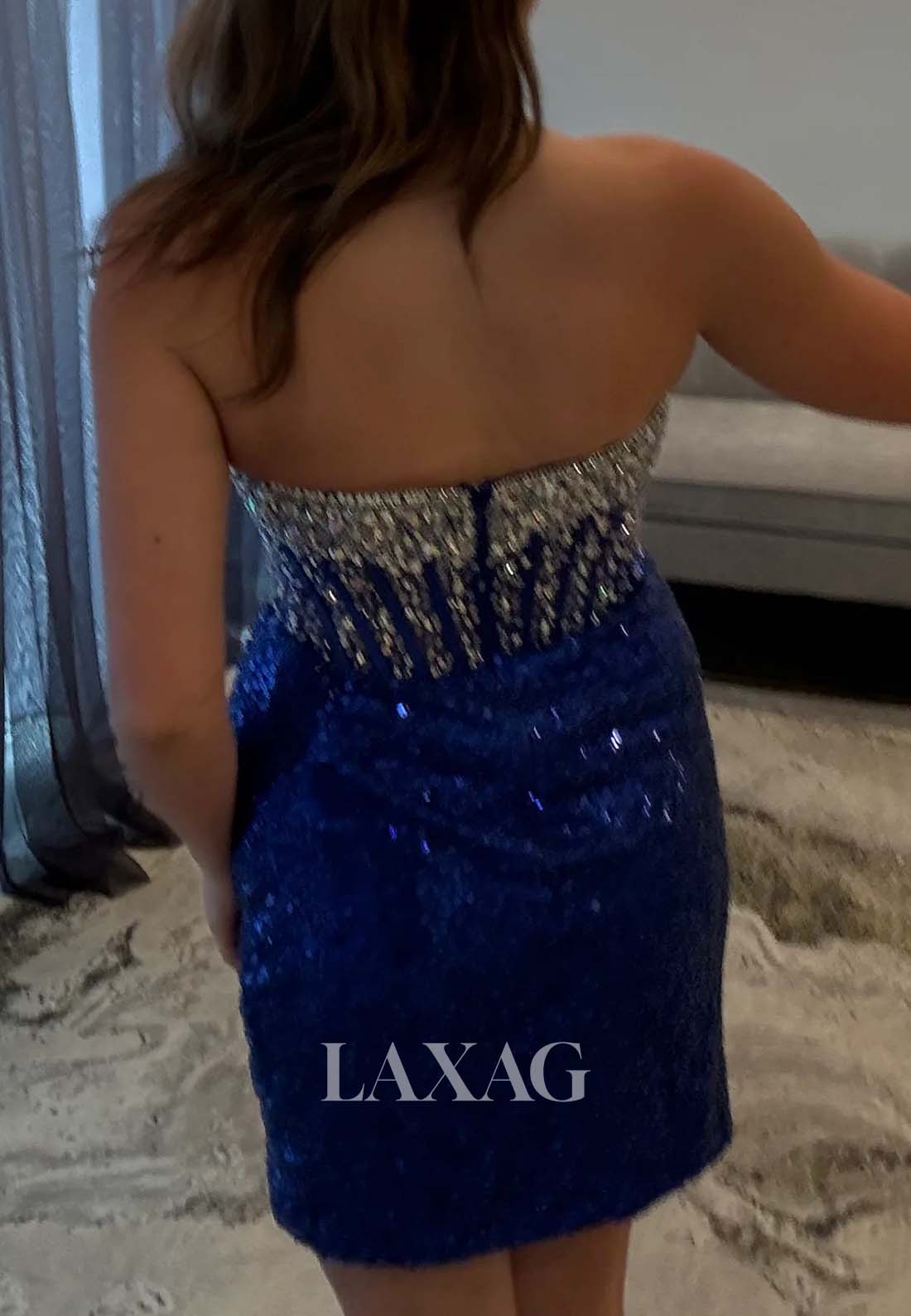 Off-Shoulder Sleeveless Scoop-Neck Rhinestone Sequined Mermaid Party Homecoming Dress