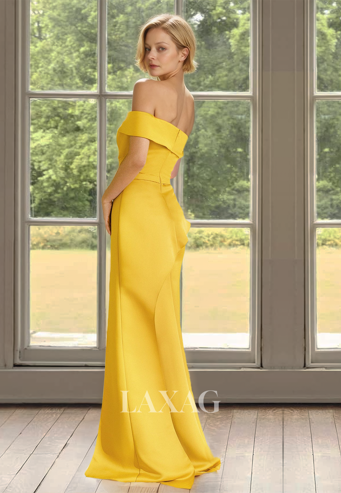 Tube Top Off-Shoulder Sleeveless Cocktail Gowns Pleated Floor-Length High Slit Mother of the Bride Dress