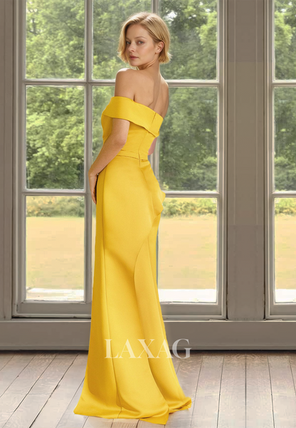 Tube Top Off-Shoulder Sleeveless Cocktail Gowns Pleated Floor-Length High Slit Mother of the Bride Dress