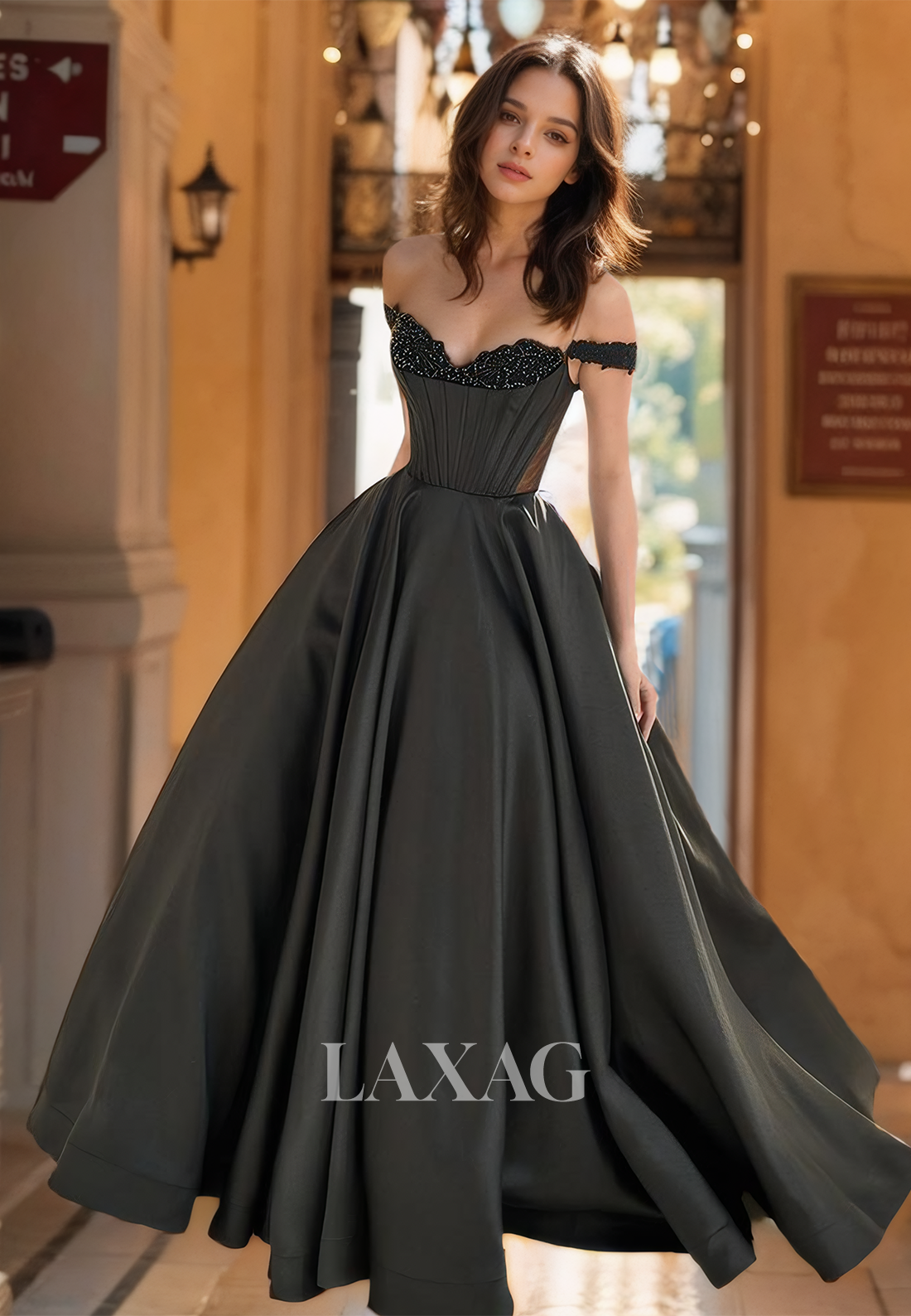 Sleeveless Beaded Sweetheart A-Line Dinner Gowns Pleated Floor-Length Formal Prom Dress