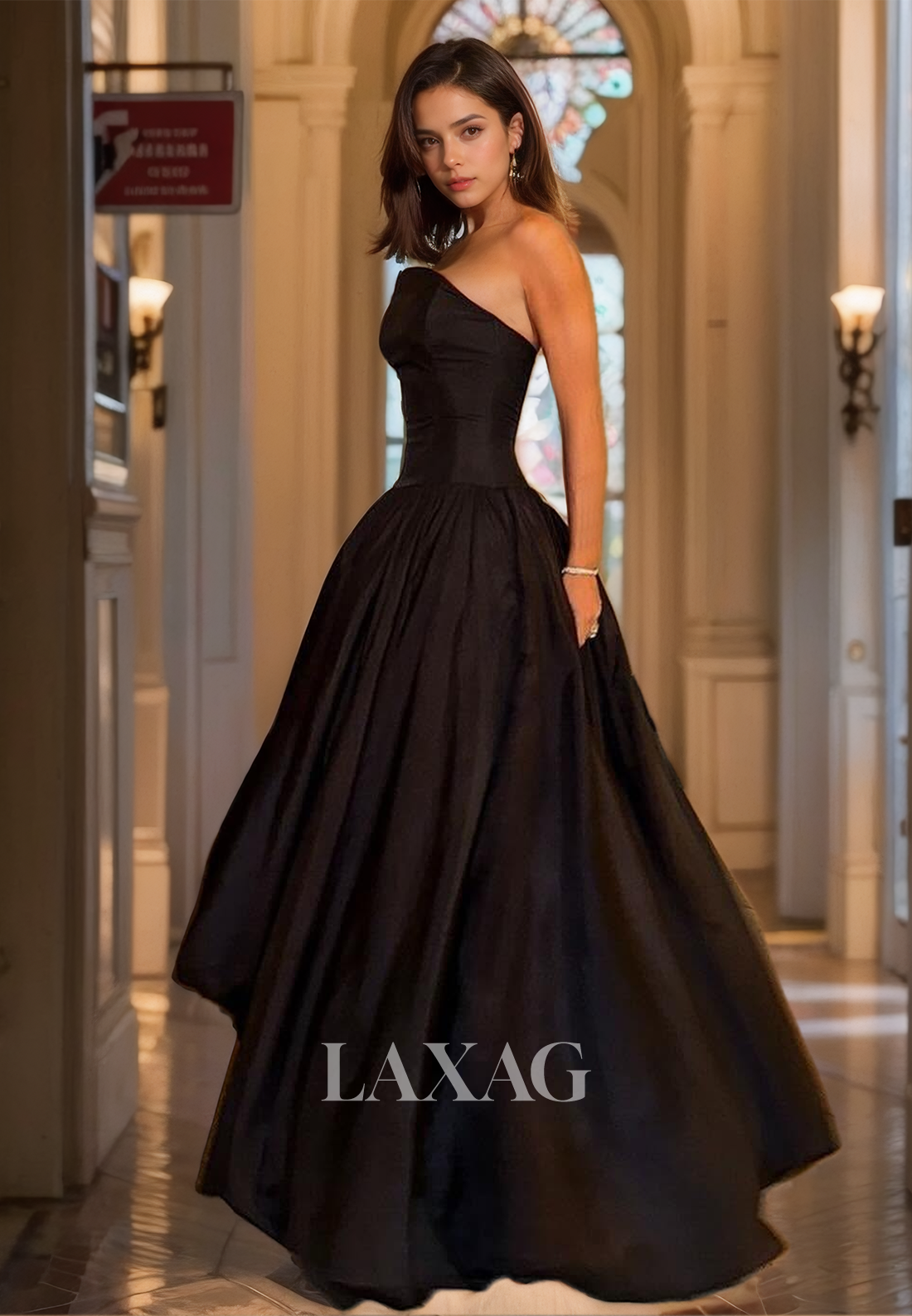 Tube Top Off-Shoulder Satin A-Line Prom Dress Pleated Floor-Length Sheath Long Party Gowns