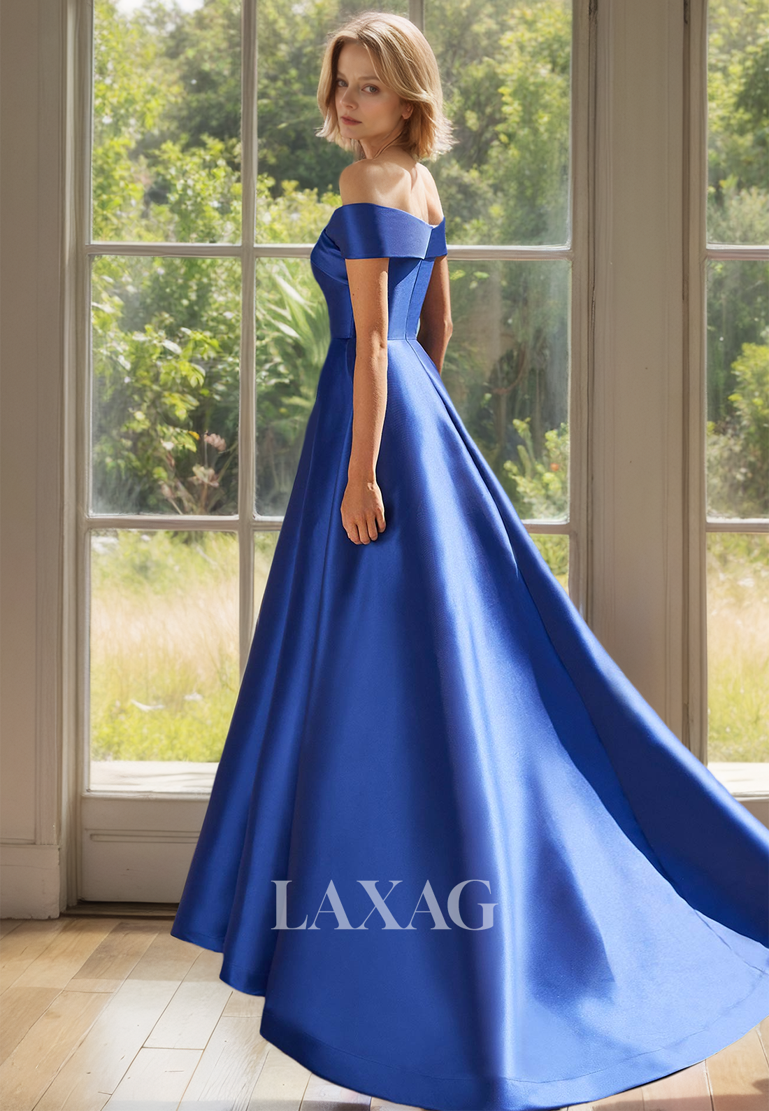 Simple V-Neck Sleeveless Floor-Length Cocktail Gowns Satin A-Line Mother of the Bride Dress