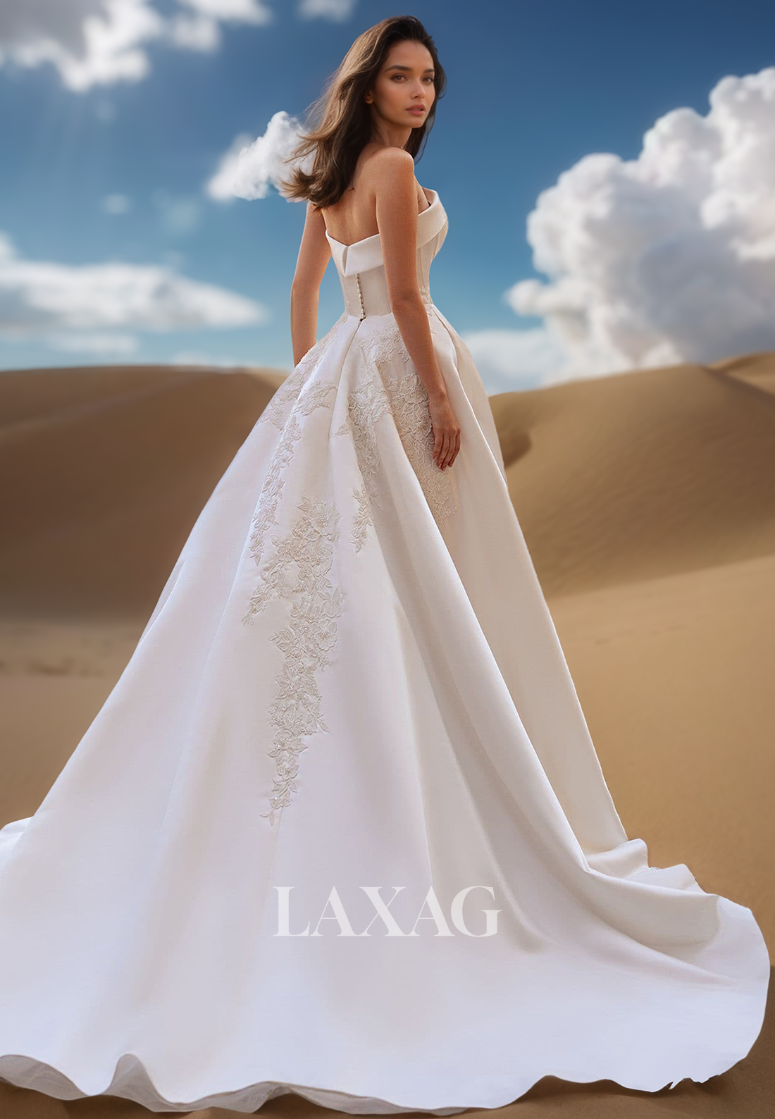 Tube Top Off-Shoulder Sleeveless Satin Bride Gowns Beaded Lace Appliqu Laxag Tube Top Off-Shoulder Sleeveless Satin Bride Gowns Beaded Lace Appliqu Laxag