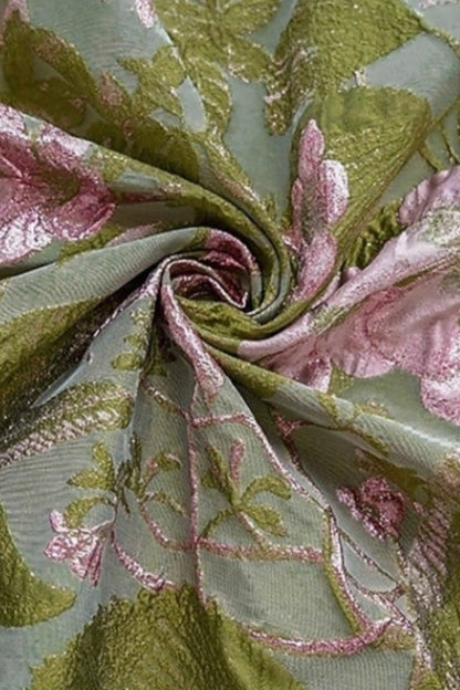 Scoop-Neck Sleeveless Ankle-Length Jacquard Satin Pleated A-Line Mother of the Bride Dress