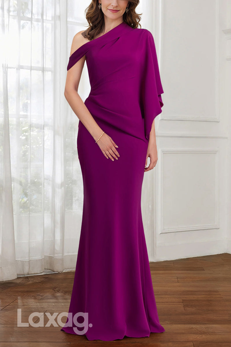 22682 - One Shoulder Sleek Satin Mermaid Mother of the Bride Dress