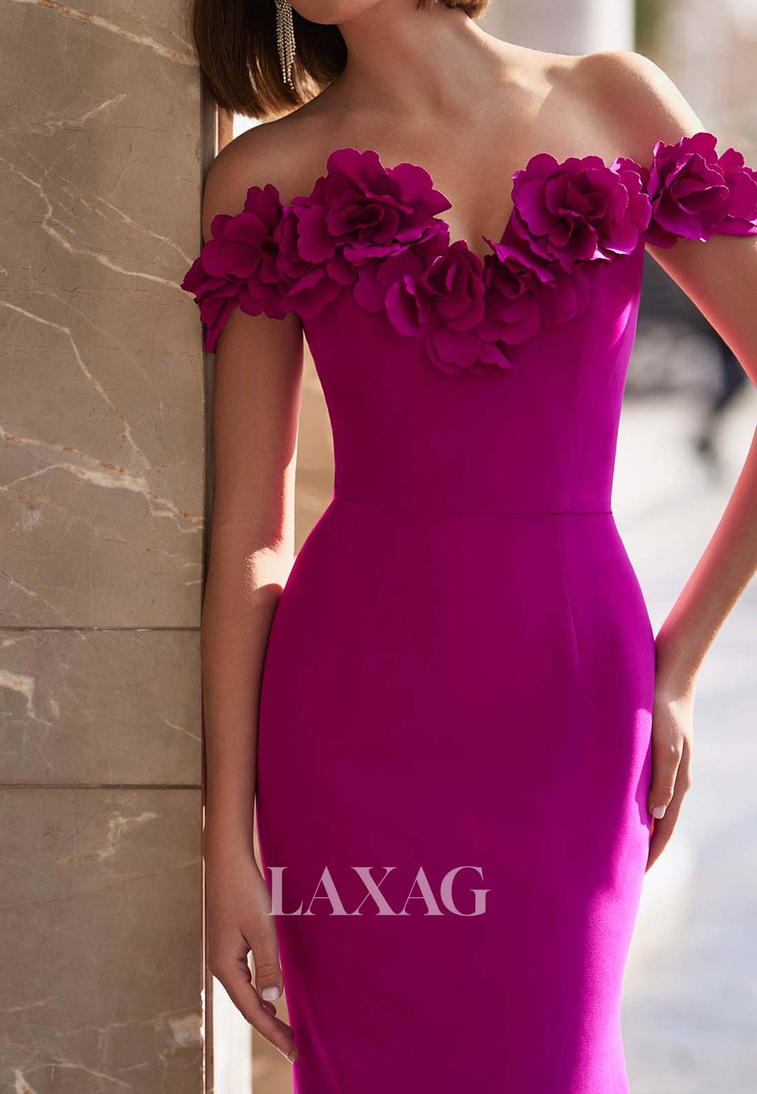 Floral Embellished Sweetheart Sleeveless Cocktail Gowns Satin Mermaid Mother of the Bride Dress