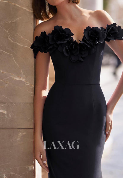 Floral Embellished Sweetheart Sleeveless Cocktail Gowns Satin Mermaid Mother of the Bride Dress