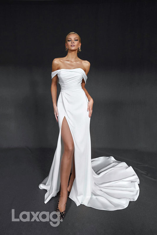 12560 - Strapless Off-Shoulder Split Mermaid Wedding Dress
