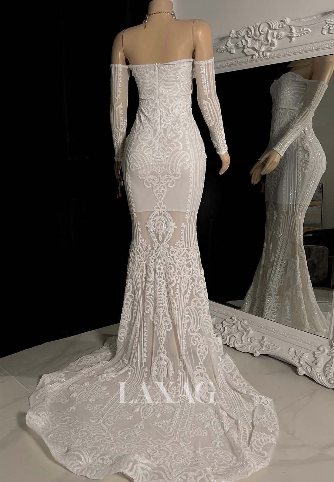 Sweetheart Off-Shoulder Long-Sleeves Lace Appliques Mermaid Prom Dress for Black Girl Slay