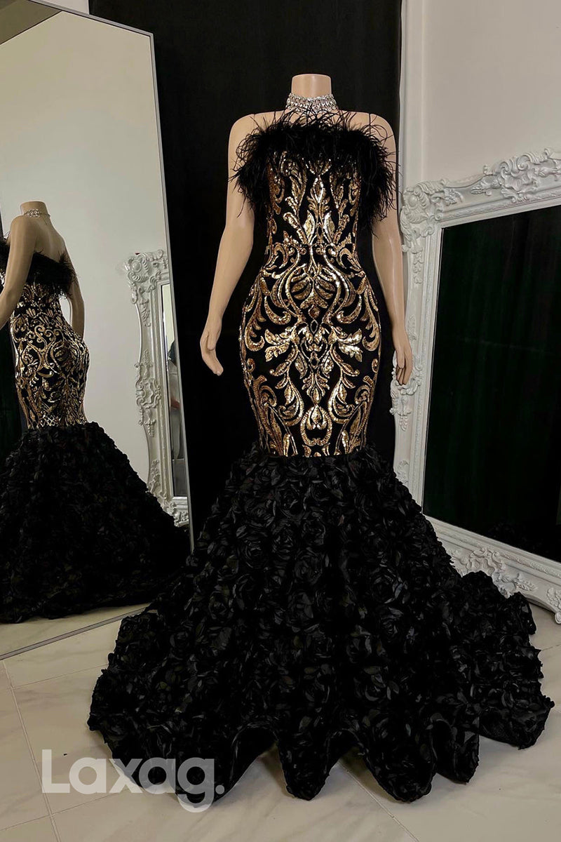 22583 - Strapless Sequins Mermaid Appliques Prom Dresses for Black Girl Slay