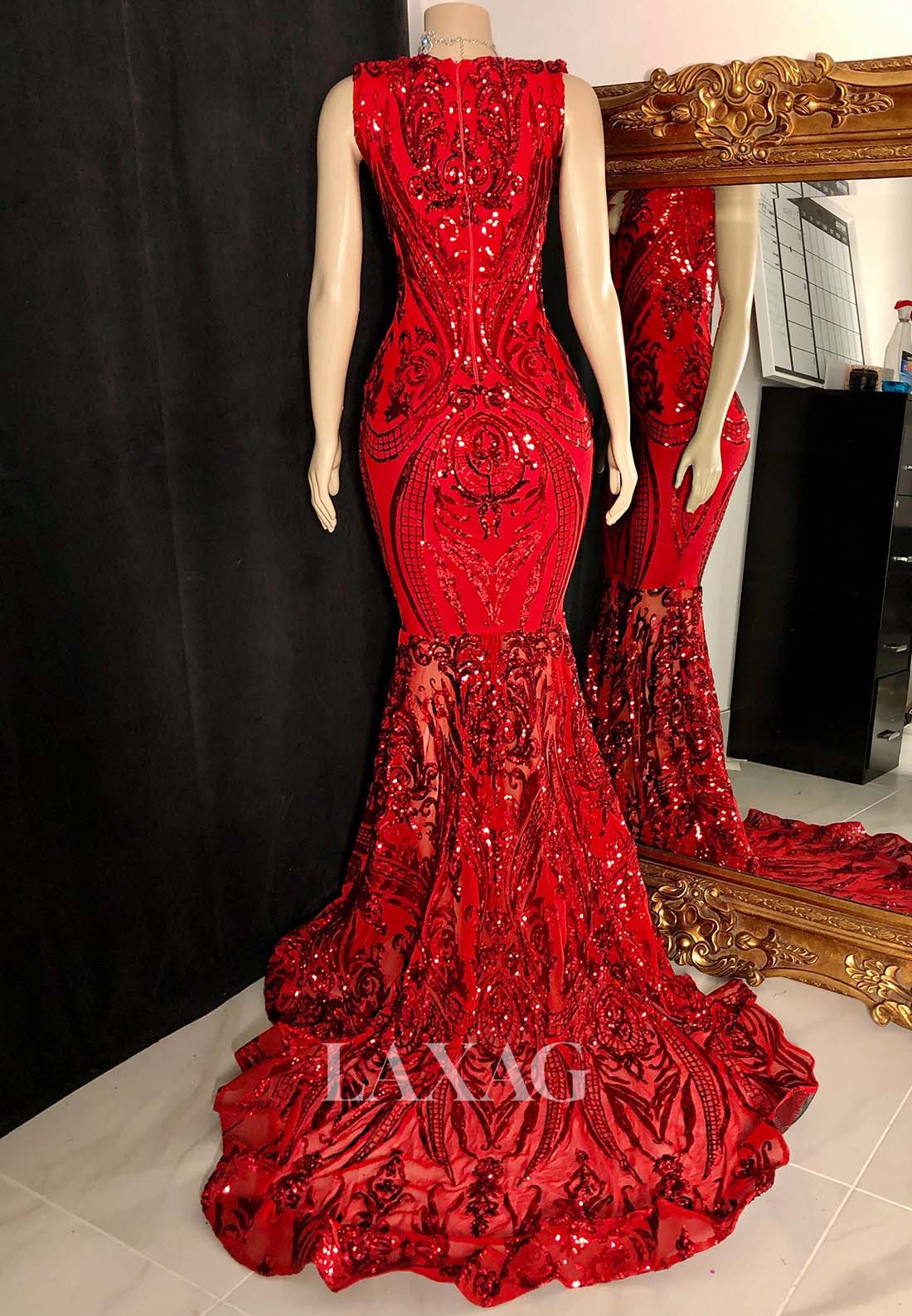 V-Neck Straps Off-Shoulder Sleeveless Appliques Sequins Mermaid Prom Dress for Black Girl Slay