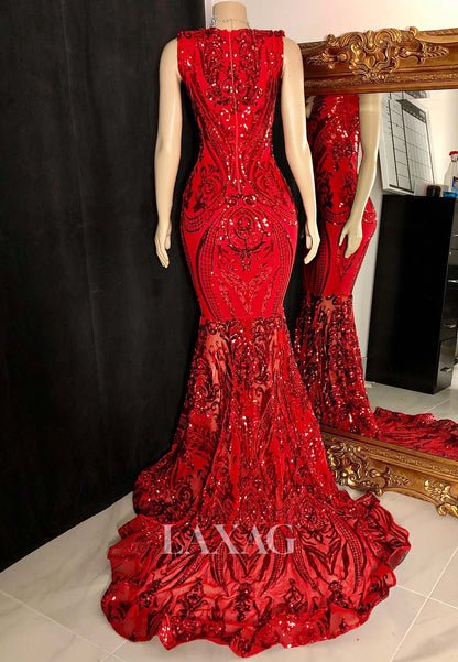 V-Neck Straps Off-Shoulder Sleeveless Appliques Sequins Mermaid Prom Dress for Black Girl Slay