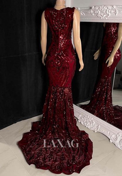 V-Neck Straps Off-Shoulder Sleeveless Appliques Sequins Mermaid Prom Dress for Black Girl Slay