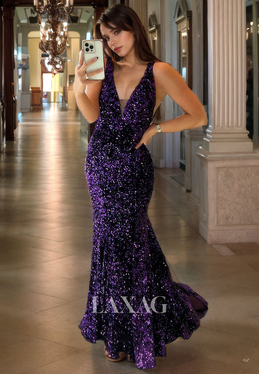 20751 - Attractive V-Neck Sequins Prom Dress Glitter