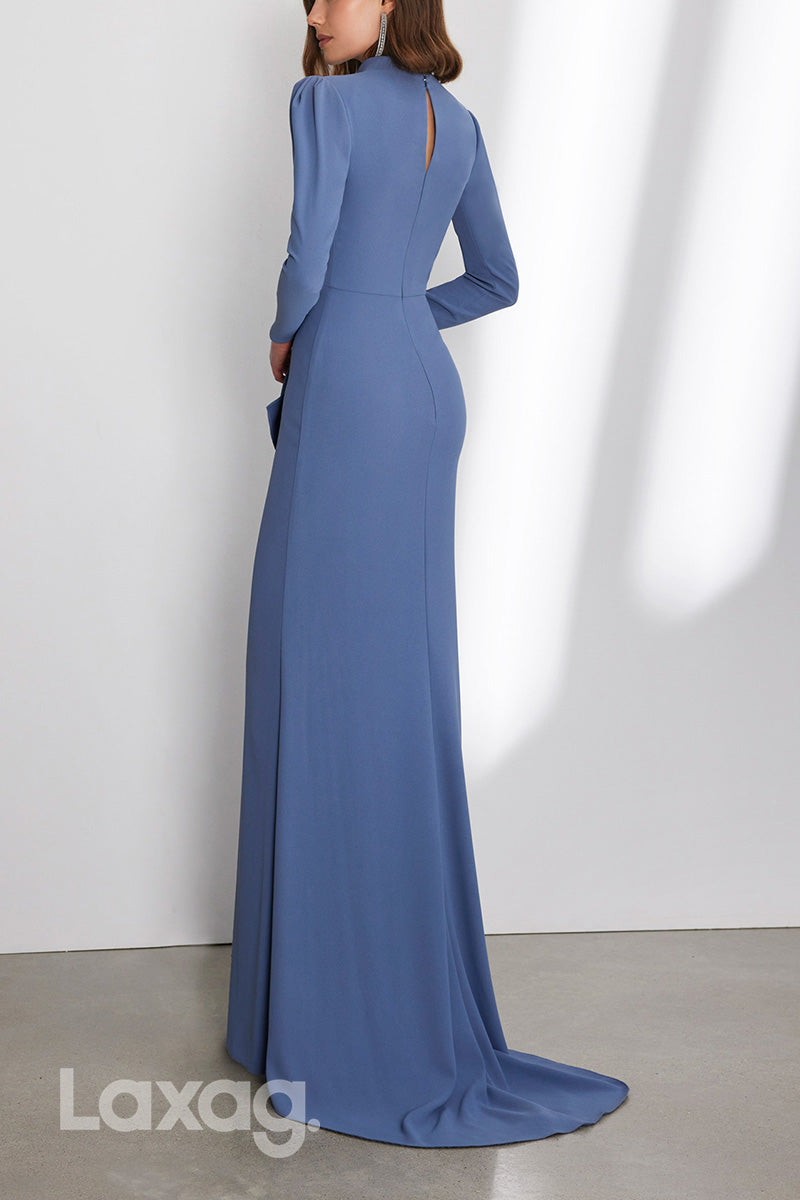 22958 - V-Neck Long Sleeves Cocktail Party Formal Evening Dress with Train