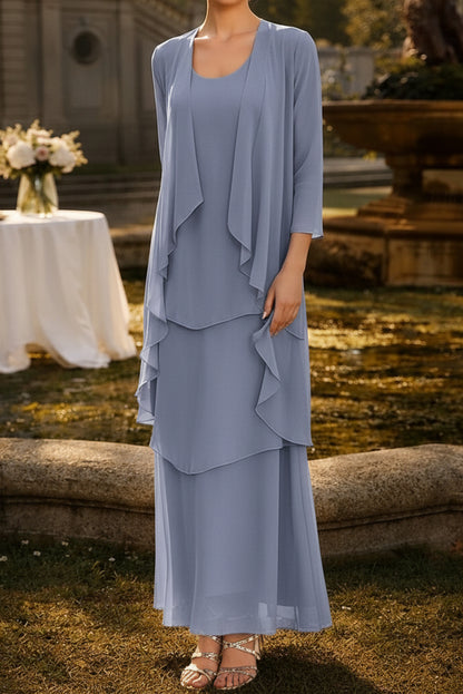 Tiered Maxi Dress with Matching 3/4 Sleeve Jacket