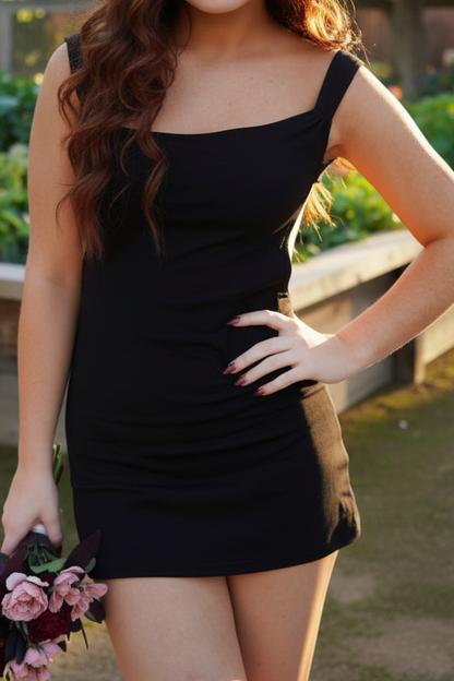 Square Neck Backless Mini Dress with Bow