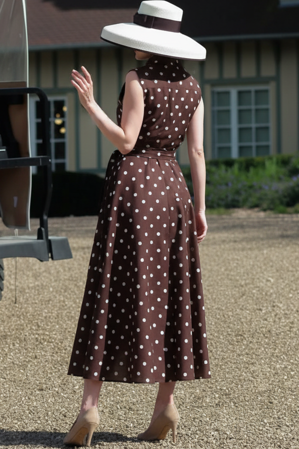 Vintage Inspired Sleeveless Midi Shirt Dress