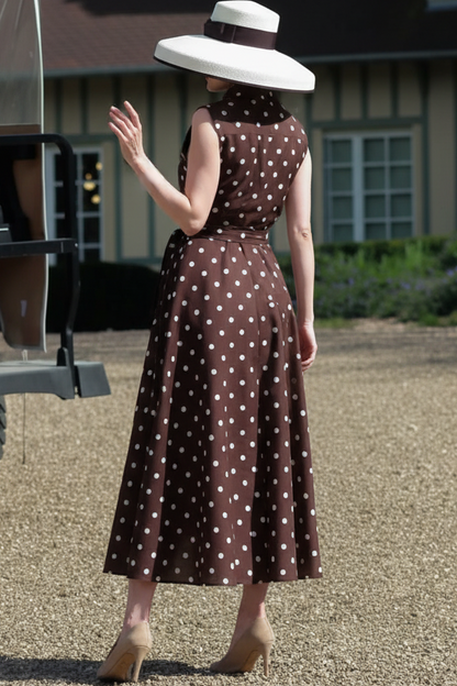 Vintage Inspired Sleeveless Midi Shirt Dress