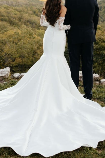 Strapless Mermaid Wedding Dress with Button Back