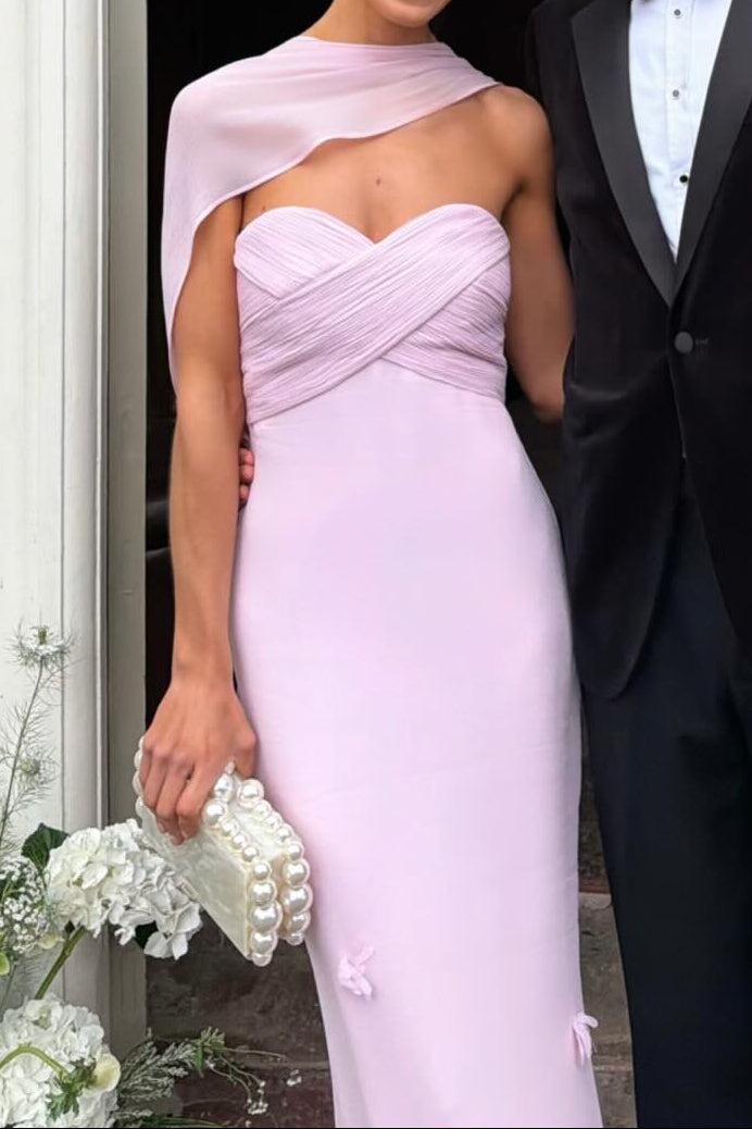 Strapless Sweetheart Cape Gown with 3D Florals