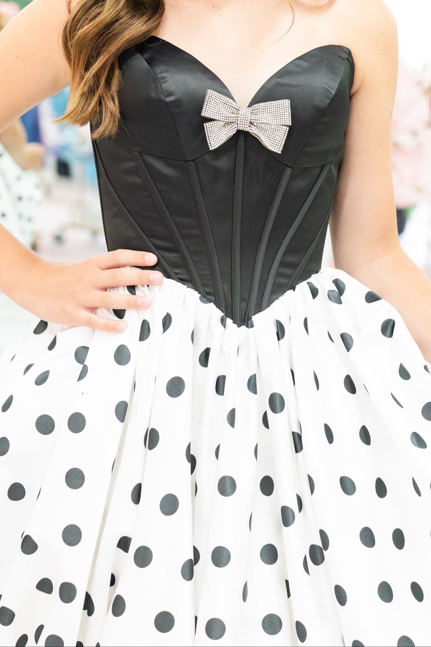 Strapless Sweetheart Corset Polka Dot Mini Dress