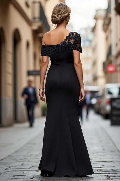 One-Shoulder Mermaid Evening Gown with Lace