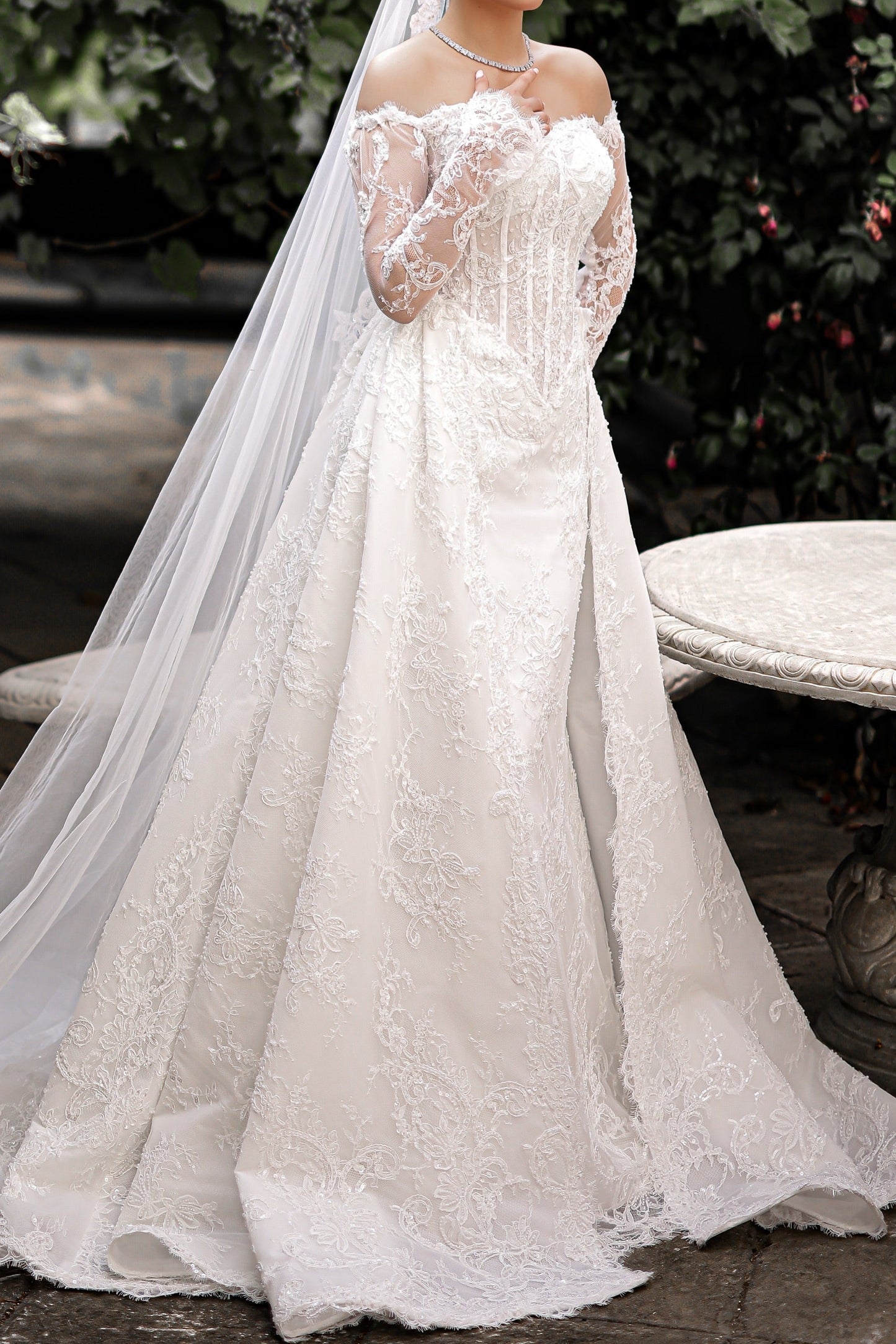 Off-the-Shoulder Corset A-Line Wedding Dress